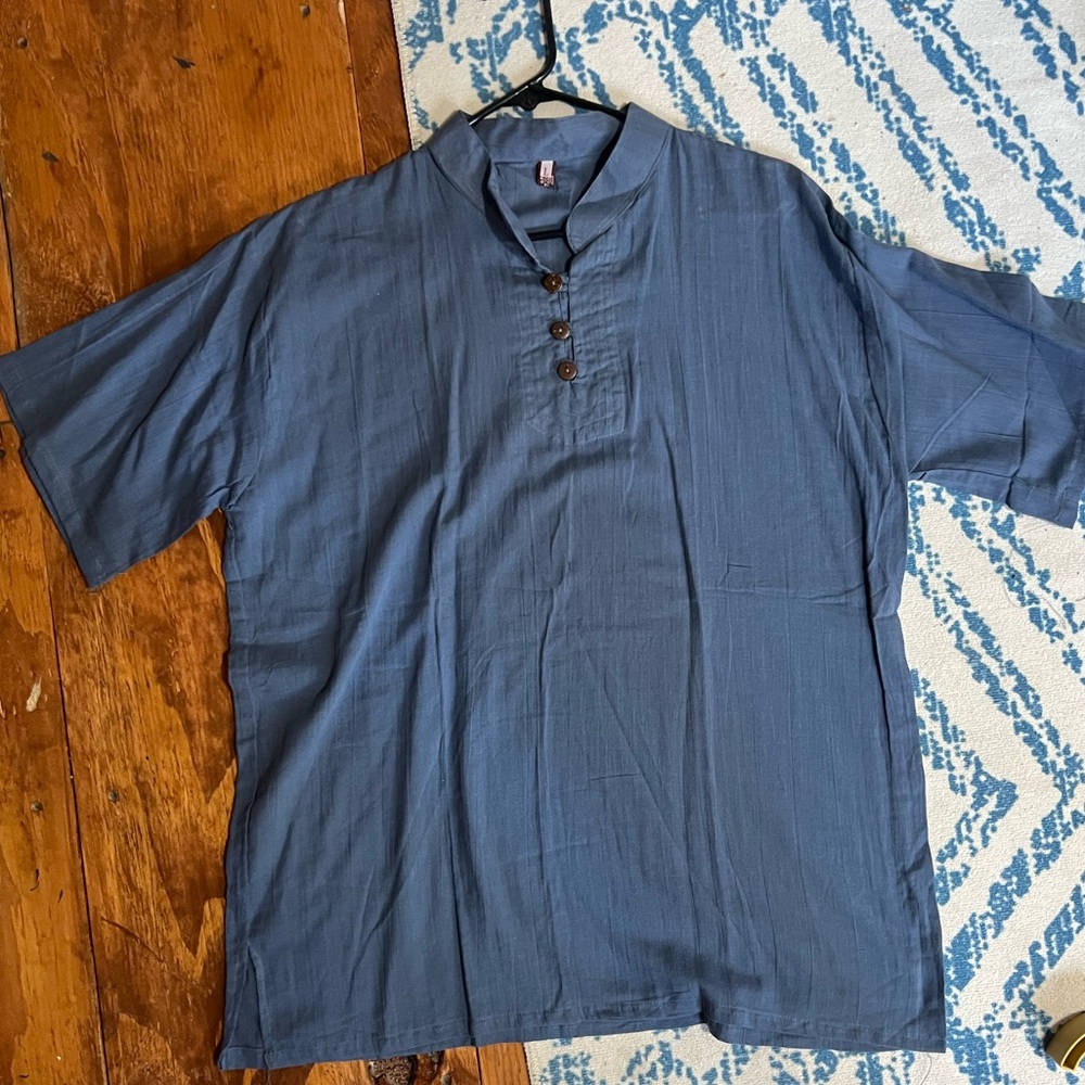 Blue Casual Cotton Button Down Shirt from Thailand RM